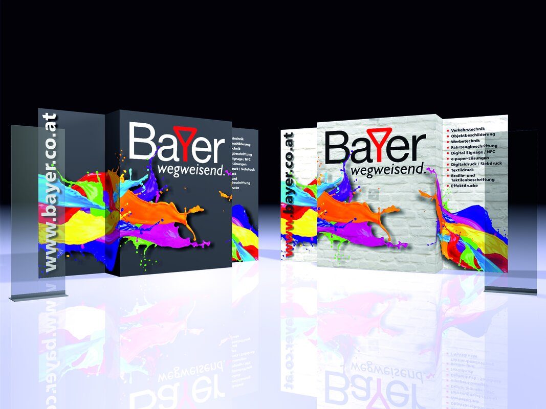 Bedruckte Messedisplays von Bayer Schilder